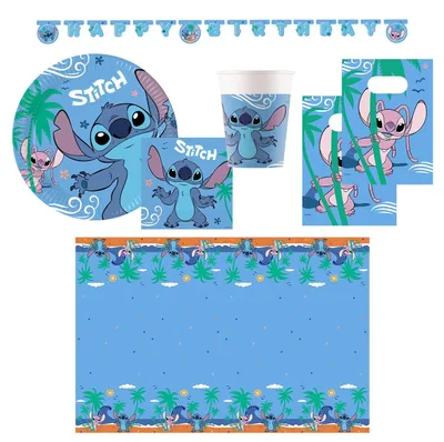 Immagine prodotto di Set festa Stitch 46 pz. compleanno bambini o festa a tema Lilo Angel set decorazione compleanno bambini