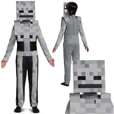 Zdjęcie produktu dla Kostium Minecraft na Halloween, biały kostium karnawałowy szkieletu 109-126 cm (4-6 lat)