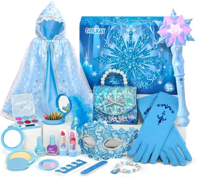 Image de Kit de maquillage pour enfants, lavable - Jouets princesse - Ensemble de maquillage - Pochette - Vernis à ongles - Coffret cadeau - Jouets princesse