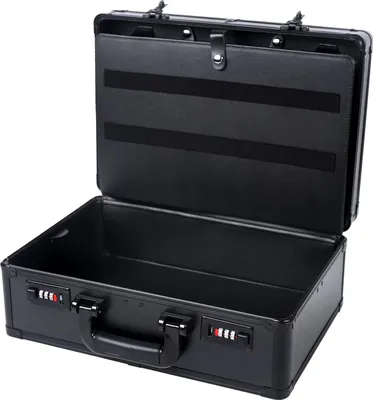 Produktbild von Friseur Werkzeugkoffer - Aluminium - Große Kapazität - Doppeltes Zahlenschloss - 40×31×16 cm - Mit Trennfächern - Schwarz