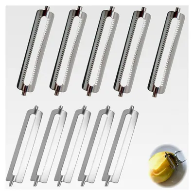Produktbild von 10 Stück Ersatzklingen für Sparschäler, Gemüseschäler und Kartoffelschäler aus Edelstahl