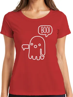 Produktbild von BOO! süßer Geist Halloween lustig Kinder Cartoon niedlich retro Damen T-Shirt, Rot, S