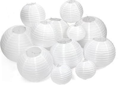 12 Stück Weiß Papier Laterne Papier Lampions outdoor Papierlaterne Lampenschirm 3 X 15 20 25 30cm (ohne LEDs) Hochtzeit Party Deko