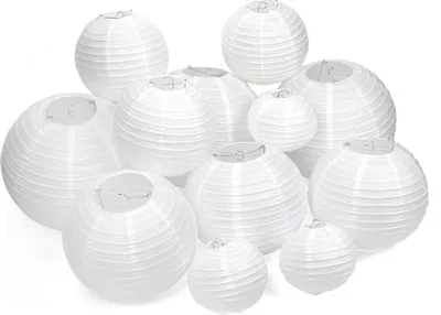 Produktbild von 12 Stück Weiß Papier Laterne Papier Lampions outdoor Papierlaterne Lampenschirm 3 X 15 20 25 30cm (ohne LEDs) Hochtzeit Party Deko