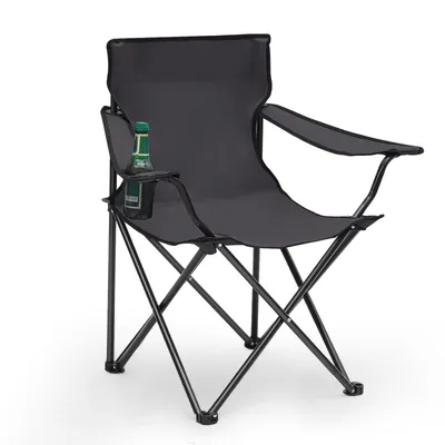 Produktbild von SUNULA 1er Set Campingstuhl Faltbar bis 100 kg, Faltstuhl Klappstuhl mit Getränkehalter und Tasche, Anthrazit