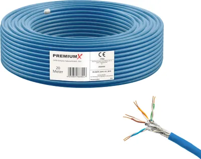 Produktbild von PremiumX 20m CAT 8 Netzwerkkabel Simplex LAN Kabel Ethernet Datenkabel