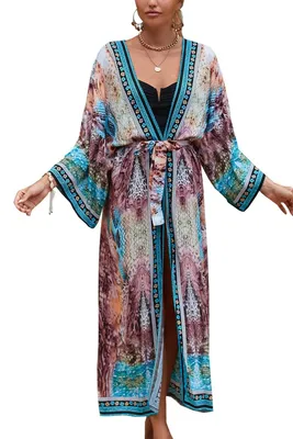 Imagen del producto de Solidchoice: Vestido maxi bohemio, ideal como prenda para cubrir el traje de baño en la playa