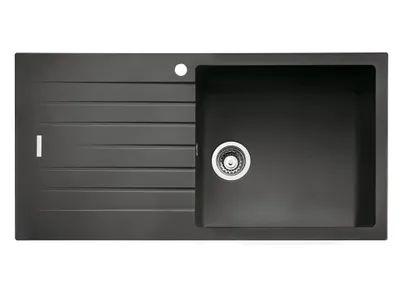 Produktbild von NABER Spüle ANGOLA 100L in LAVA mit Drehexcentergarnitur verchromt / Auflagespüle / Einzelbecken / 60 cm Schrankbreite