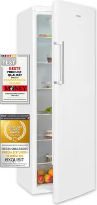 Produktbild von Exquisit Vollraumkühlschrank KS350-V-H-040D weiss | Nutzinhalt: 331 L | 6 Glasablagen | Türanschlag wechselbar | Ohne Gefrierfach