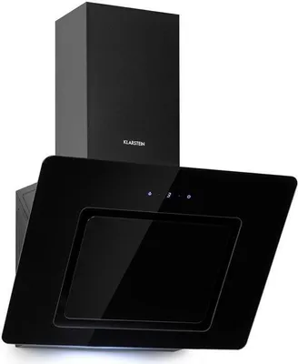 Produktbild von Klarstein Sofia 60 digestor, šikmý, 60 cm, EEK B, 300 m³/h, odsávanie vzduchu, možnosť recirkulácie, LED osvetlenie, dotykové ovládanie, sklenený kryt, digestor, nástenný digestor, čierny