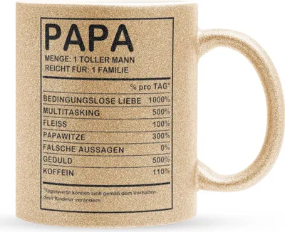 Produktbild von 22Feels Glitzertasse Gold Papa Geschenk Vatertag Vater Geburtstag Kaffeetasse Männer Weihnachten Haferl Geschenkidee Bürotasse