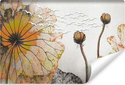 Produktbild von Muralo Selbstklebende Fototapete ABSTRAKTION Blumen Blätter Vögel Wanddeko Br. 180cm x Hö. 120cm