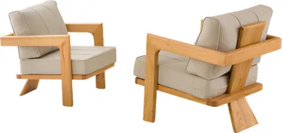 Immagine prodotto di Moderna poltrona in legno/tessuto di colore beige dal design elegante per