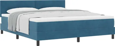 Produktbild von Boxspringbett mit Matratze Dunkelblau 180 x 200 cm Samt
