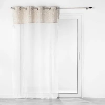 Gardine mit Ösen, 140x240 cm, weiß, Voile, Polykattun, Pompon