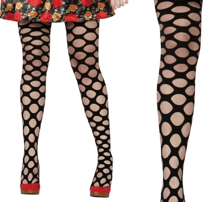 Productafbeelding van Dag van de Doden, Halloween, grof gebreide netpanty, zwart, Mexico, kostuumaccessoire, outfit, feest, kleur: zwart