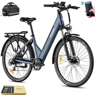 Produktbild von City E-Bike 27,5 Zoll Rostfreie Aluminiumlegierung 36 V 14,5 Ah 522 Wh bis zu 90 - 110 km, Wasserdicht IP54, Elektrofahrrad 7 Gang, Blau