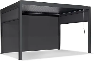 Produktbild von Simpo Lifestyle | Pergola PLUS Aluminium freistehend | 4x4 M | Lamellendach anthrazit  | 1 ZIP-Rollo  | LED