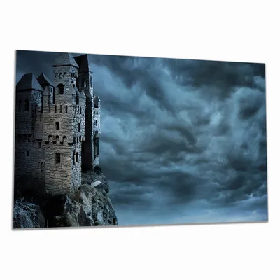 Produktbild von Wallario Herdabdeckplatte aus Glas, Größe 90 x 52 cm 1-teilig, Motiv Altes Geisterschloss