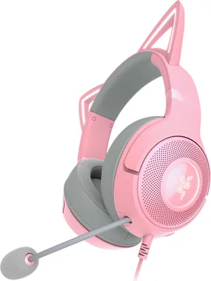 Image de Razer Kraken Kitty Edition V2 Quartz Gaming Headset - Casque RGB filaire avec oreilles de chat et éclairage Razer Chroma RGB