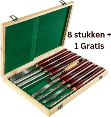 Produktbild von Holzsnitzwerkzeug-Set mit Handbeitel und Koffer, 8-teilig, hochwertig