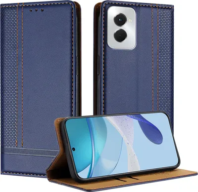 Produktbild von Handyhülle für Motorola Moto G Power 5G 2024 Leder Flip Klappbare Schutzhülle mit Standfunktion Blau