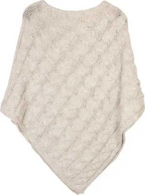 Produktbild von styleBREAKER Strick Poncho mit Zopfmuster, Rundhals Strickponcho, Grobstrick, Damen 08010040