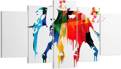 Produktbild von Bild auf Leinwand - Leinwandbild - Elefant Tierwelt Fantasie - 160x85cm - Wand Bild - Wanddeko - Leinwanddruck - Bilder - Kunstdruck - Wanddekoration - Leinwand bilder - Wandkunst - EA160x85-3079