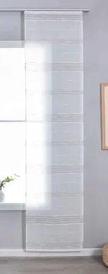 Produktbild von Halbtransparente Schiebegardine mit Paneelwagen HxB 245x60 cm Taupe »Frankfurt« Chenille-Stoff Gestreift Pflegeleicht natürliche Optik 202460P