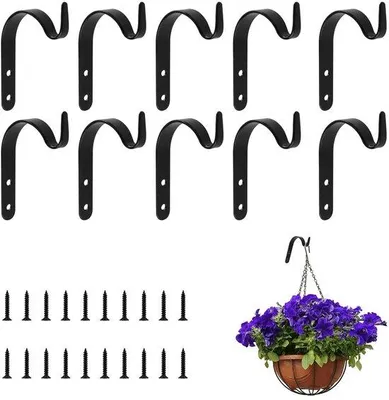Image de Ensemble d'étagères suspendues en fer avec crochets et vis, pour plantes et décoration
