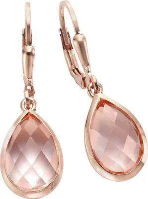 Produktbild von Jamelli Ohrringe 925/- Sterling Silber 3cm rot Rosenquarz rosa 273230196J-1