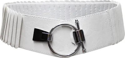 Produktbild von Glamexx24 Damen Taillengürtel Elastischer gürtel 8 cm breiter Hüftgürtel silberner Ring-Farbe: Weiß -Größe: 83cm ( Taillenweite 75-100cm )