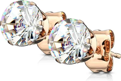 Produktbild von Ohrstecker Zirkonia Edelstahl Damen Herren Ohrringe Kristall Autiga® roségold-klar-rund 3 mm