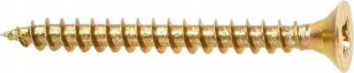 Imagen del producto de Tornillos para madera endurecidos, 4,5 x 80 mm, 9 unidades, con cabeza avellanada, tipo PZ2, color dorado