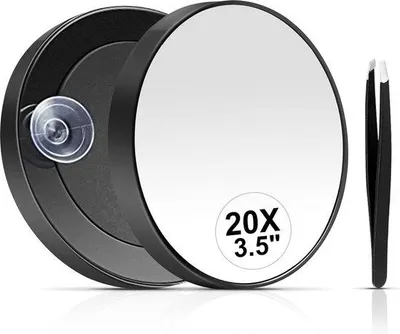 Obrázek produktu pro 20násobné zvětšení, ruční zrcátko s přísavkou a pinzetou, kosmetické zrcátko, 3,5 palce, přenosné, kosmetická sada