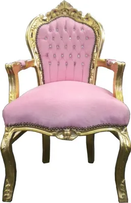 Produktbild von Casa Padrino Barock Esszimmer Stuhl Rosa / Gold mit Bling Bling Glitzersteinen