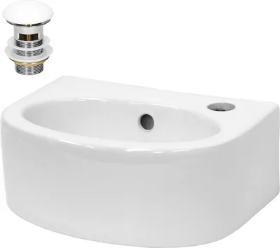 Produktbild von LuxeBath Waschbecken Aufsatzwaschbecken Oval, 33,5x25,5x13 cm, Weiß, aus Keramik, inkl. Ablaufgarnitur mit Überlauf