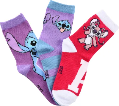 Produktbild von Stitch Kinder Mädchen Socken 3 Paar Strümpfe Paket  , Größe:27-30