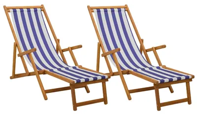 Image de vidaXL : 2 chaises longues pliantes, bois d'eucalyptus massif, 3 positions
