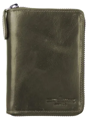 Produktbild von GREENBURRY Leder Geldbörse Newport Zip Around Wallet British Green olivgrün