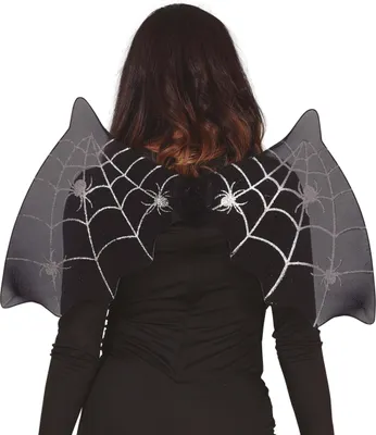 Produktbild von Tiermotiv Spinnennetz Fledermausflügel Halloween Kostüm Unheimliche Accessoires, Farbe: Schwarz