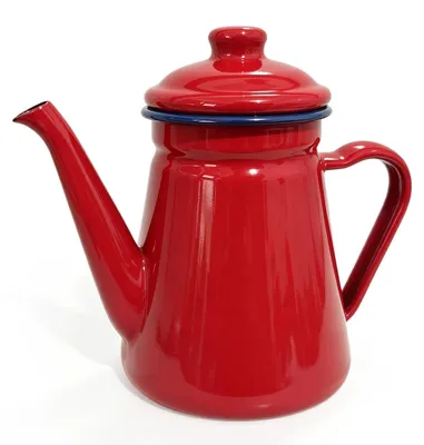 Emaille Kaffeekanne 1,2 l Retro Rot mit Deckel
