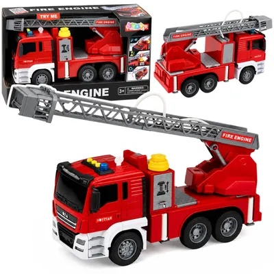 Produktbild von Feuerwehrauto mit Ausleger-Wasserausgießfunktion, Lichtern und Geräuschen