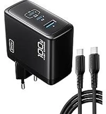 Produktbild von INIU USB C Ladegerät, 100W 3-Port Laptop Schnellladegerät mit USB C Kabel, GaN Mehrfach Netzteil für MacBook Air Pro, iPad, iPhone 17 16 15 Pro Max, Samsung Galaxy S25 S24 Ultra, Pixel, Switch 2 etc