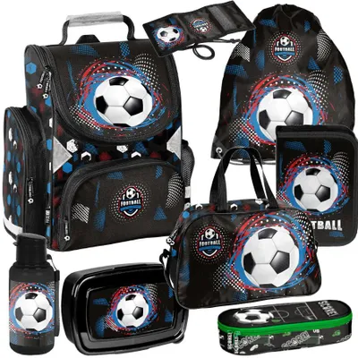 Immagine prodotto di Set scolastico Mega XXL – CALCIO Set da 8 pezzi per zainetto da scuola per ragazzi e ragazze con pallone da calcio