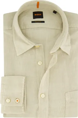 Produktbild von BOSS Orange Hemd, normale Passform, beige, einfarbig, Leinen