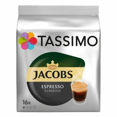 Zdjęcie produktu dla Tassimo Jacobs Espresso Classico, kawa, kawa w kapsułkach, kawa palona mielona 5 x 16 T-Discs