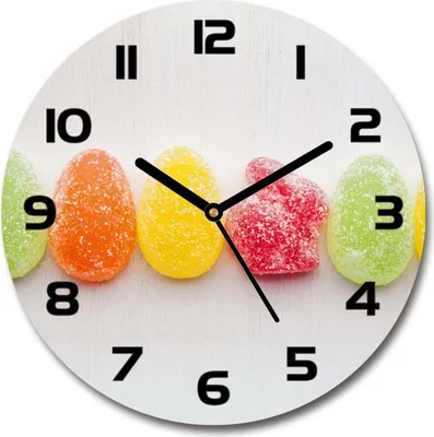 Produktbild von Wanduhr aus Glas 30fi Glasbild Glasuhr Gehärtetes Glas - schwarze-zeiger - Colored jelly beans