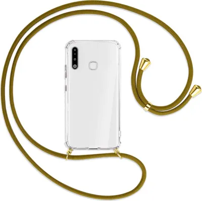 Produktbild von Handykette Backcover-Schutzhülle mit Band (Metall goldfarben) für Samsung Galaxy A70e - khaki
