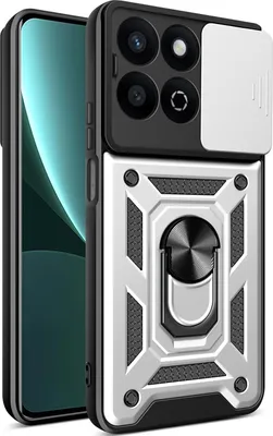 Produktbild von Hülle für Honor 200 Smart Magnetische Ring Ständer Halter Dia Kameraschutz TPU Bumper Silikon Schutzhülle Silber